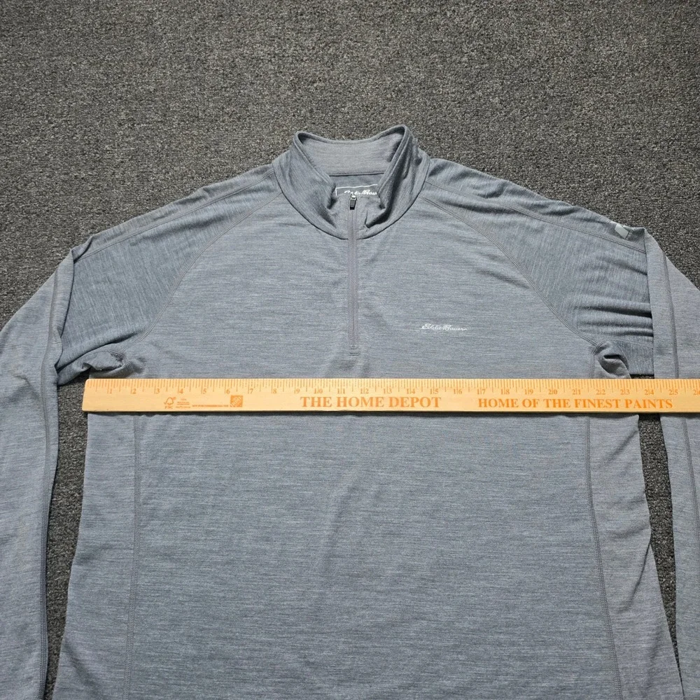 Eddie Bauer First Ascent Merino Wool 1/4 Zip Gray Mens XL Long Sleeve Outdoors